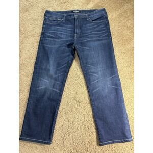 Express Jeans Men 36x30 Slim Straight Stretch+ Mid Rise Dark Blue Denim Preppy